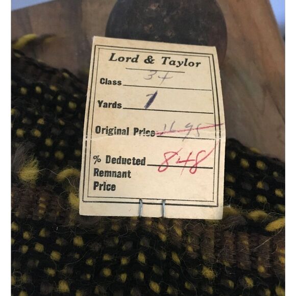 Vintage 1960s New Old Stock Wool Fabric-Black and Yellow Speckled Lord & Taylor - Picture 3 of 3